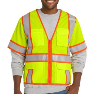 CornerStone® ANSI 107 Class 3 Surveyor Mesh Zippered Two-Tone Short Sleeve Vest